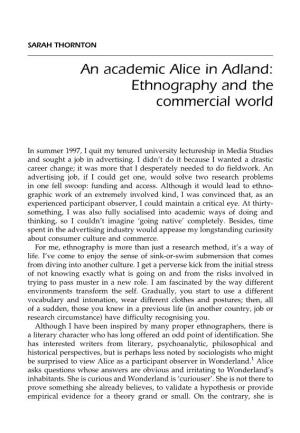 An Academic Alice in Adland: Ethnography and the Commercial World