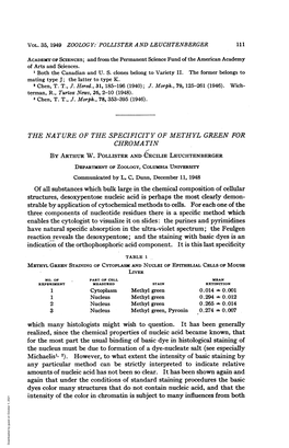 The Nature of the Specificity of Methyl Green for Chroma Tin by Arthur W