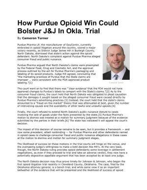 How Purdue Opioid Win Could Bolster J&J in Okla. Trial