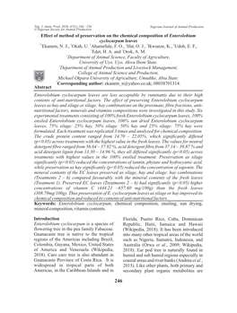 Effect of Method of Preservation on the Chemical Composition of Enterolobium Cyclocarpum Leaves *1Ekanem, N