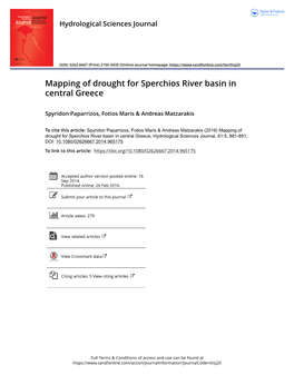 Mapping of Drought for Sperchios River Basin in Central Greece