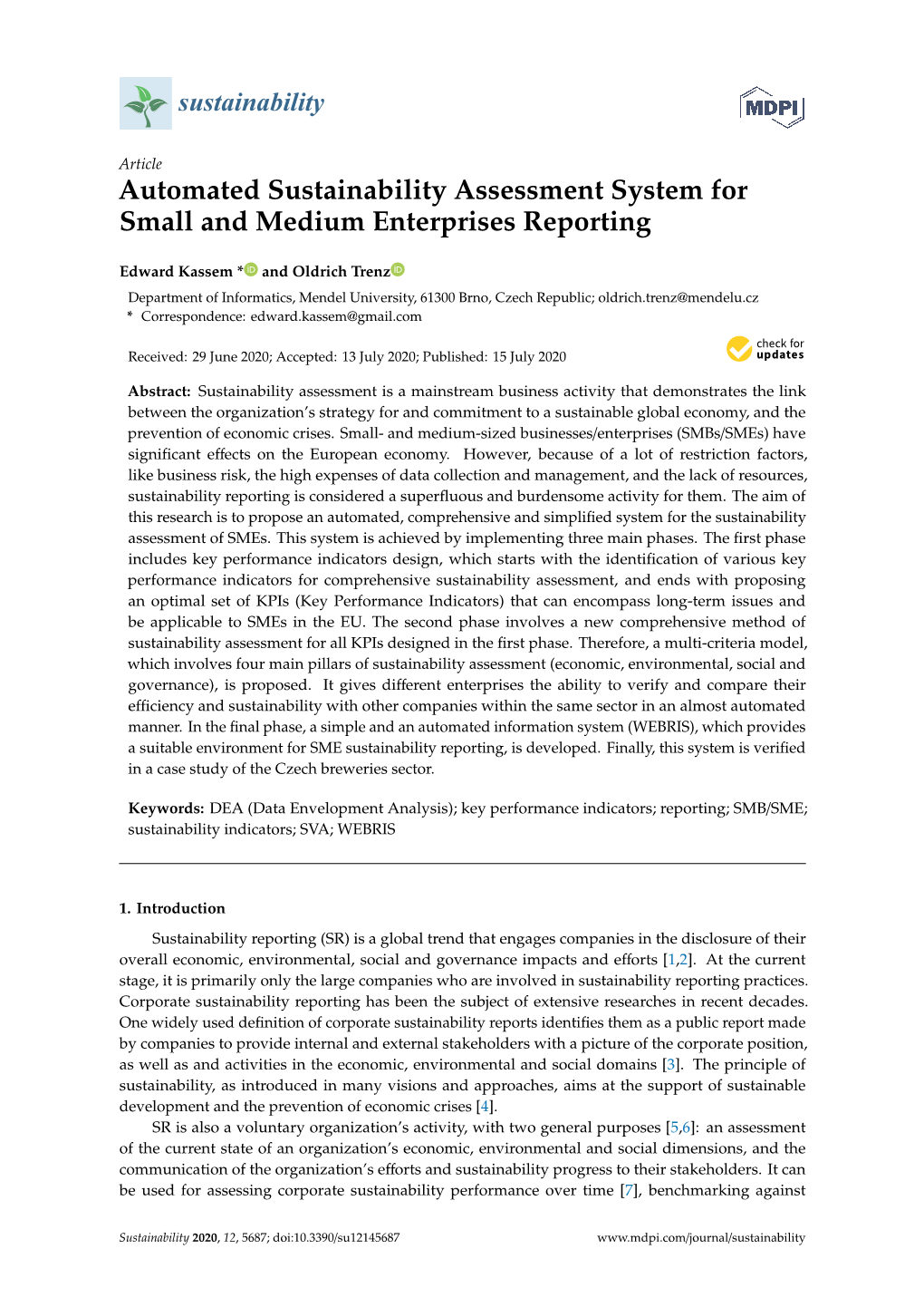 Automated Sustainability Assessment System for Small and Medium Enterprises Reporting