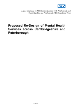 Proposed Re-Design of Mental Health Services Across Cambridgeshire and Peterborough