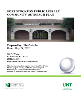 Fort Stockton Public Library Community Outreach Plan