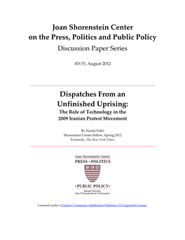 Joan Shorenstein Center on the Press, Politics and Public Policy Discussion Paper Series