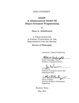 NOOP a Mathematical Model of Object-Oriented Programming