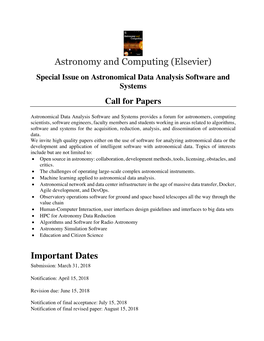 Astronomy and Computingadassspecialissue
