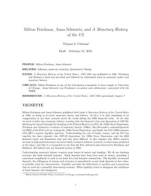 Milton Friedman, Anna Schwartz, and a Monetary History of the US