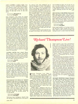 Richard Thompson'live ! Knows Sound More Sincere Than Most Country Singers Are Ever Able to Manage with Such Contrived Glop