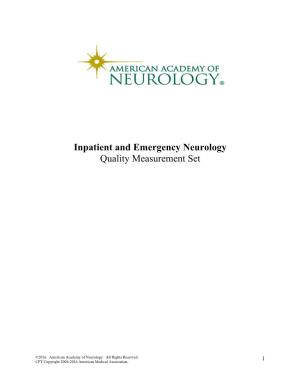 Inpatient and Emergency Neurology Quality Measurement Set