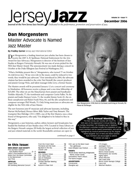 Dan Morgenstern Master Advocate Is Named Jazz Master by Fradley Garner Jersey Jazz International Editor