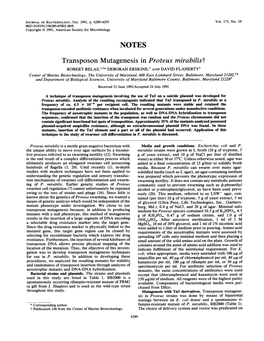 Transposon Mutagenesis in Proteus Mirabilist