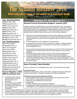 SBR Scoutreach Assistance Form Which Will Identify Council, Unit Information, Program and Dates Requested, and Financial Assistance Requested