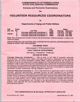 Volunteer Resources Coordinators