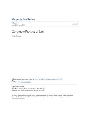 Corporate Practice of Law Wesley Kuswa