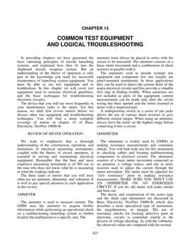Common Test Equipment and Logical Troubleshooting