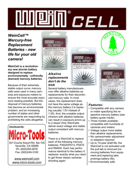 Weincell™ Mercury-Free Replacement Batteries - New Life for Your Old Camera!
