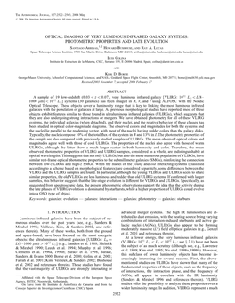 OPTICAL IMAGING of VERY LUMINOUS INFRARED GALAXY SYSTEMS: PHOTOMETRIC PROPERTIES and LATE EVOLUTION Santiago Arribas,1,2 Howard Bushouse, and Ray A