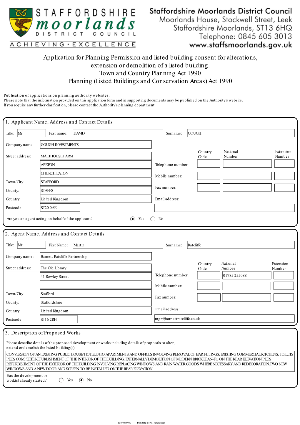 Application For Planning Permission And Listed Building Consent For Alterations Extension Or 1202