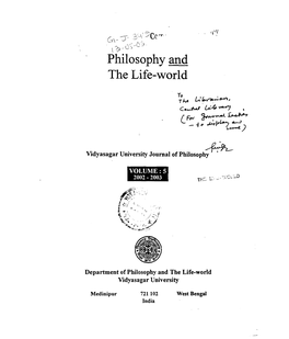 Vidyasagar University Journal of Philosoph