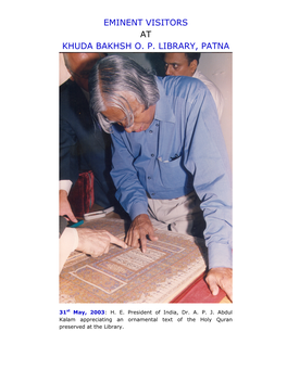 Eminent Visitors at Khuda Bakhsh O. P. Library, Patna