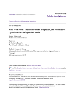 The Resettlement, Integration, and Identities of Ugandan Asian Refugees in Canada