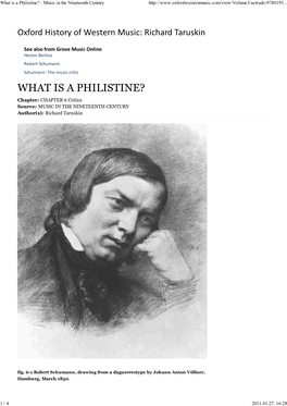 What Is a Philistine? : Music in the Nineteenth Century