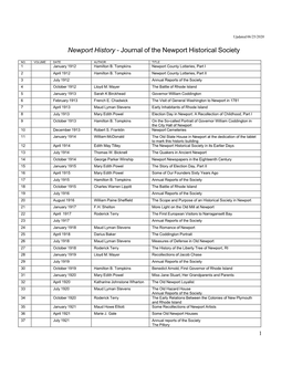 Journal of the Newport Historical Society