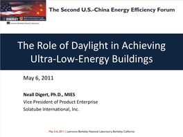 The Role of Daylight in Achieving Ultra-Low-Energy Buildings