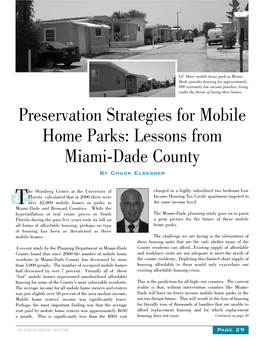 Preservation Strategies for Mobile Home Parks: Lessons from Miami-Dade County by Chuck Elsesser