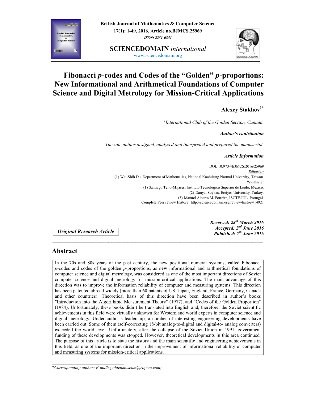 Fibonacci P-Codes and Codes of the “Golden” P-Proportions: New Informational and Arithmetical Foundations of Computer Scienc