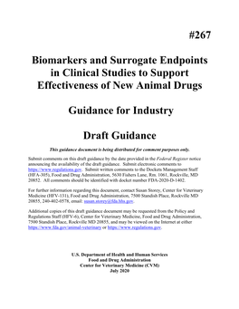 Biomarkers and Surrogate Endpoints in Clinical Studies for New Animal
