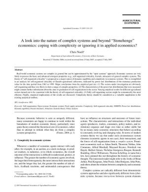 A Look Into the Nature of Complex Systems and Beyond “Stonehenge” Economics: Coping with Complexity Or Ignoring It in Applied Economics?