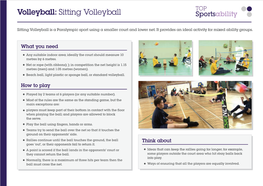 Volleyball: Sitting Volleyball Sportsability