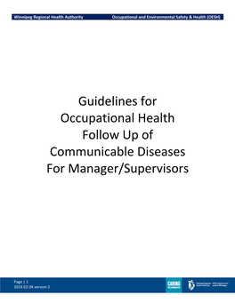 Guidelines for Occupational Health Follow up of Communicable Diseases for Manager/Supervisors