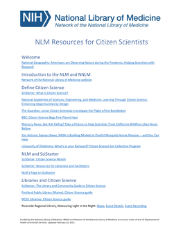 NLM Resources for Citizen Scientists