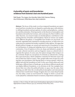 A Plurality of Pasts and Boundaries: Evidence from Estonia's Last One