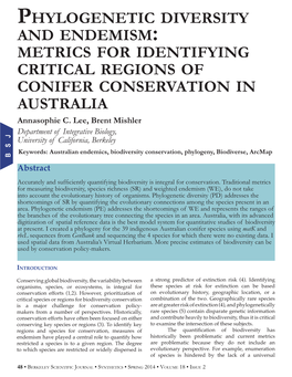 Phylogenetic Diversity and Endemism Metrics For