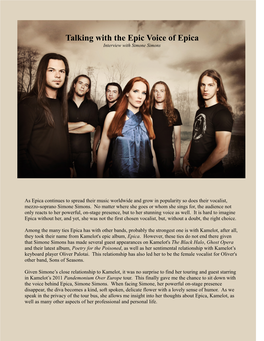 Talking with the Epic Voice of Epica Interview with Simone Simons