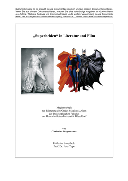 „Superhelden“ in Literatur Und Film
