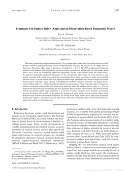 Hurricane Sea Surface Inflow Angle and an Observation-Based