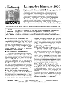 Languedoc Itinerary 2004