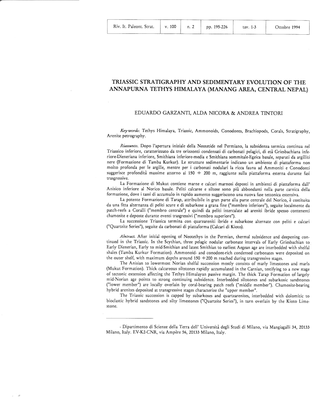 Triassic Stratigraphy and Sedimentary Evolution of the Annapurna Tethys Himalaya (Manang Area, Central Nepal)