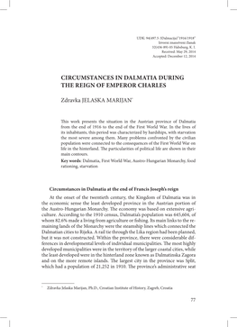 Circumstances in Dalmatia During the Reign of Emperor Charles