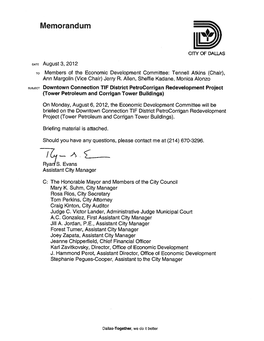 Downtown Connection TIF District Petrocorrigan Redevelopment Project (Tower Petroleum and Corrigan Tower Buildings)