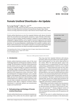Female Urethral Diverticula—An Update