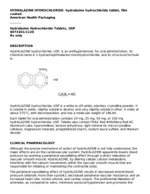 Hydralazine Hydrochloride Tablets, USP8073301/1120Rx Only