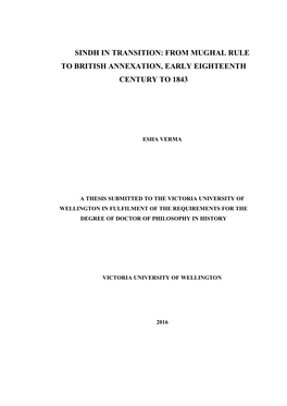 Sindh in Transition: from Mughal Rule to British Annexation, Early Eighteenth Century to 1843