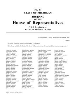 House of Representatives 93Rd Legislature REGULAR SESSION of 2006