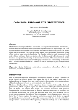 Catalonia: Endeavor for Independence